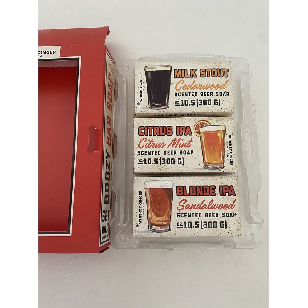 Whiskey Ginger Supply 3 Scented Bar Soaps Citrus Mint Cedarwood Sandalwood NEW‎